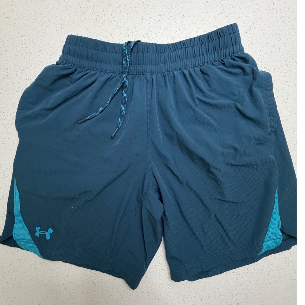 Under Armour Mens Teal Blue Performance Athletic Gym Training Shorts Size Medium